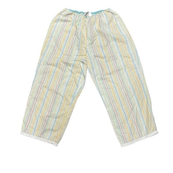 Vintage Victoria’s Secret Striped Capri Pajama Pants Small Yellow Blue Pink - Picture 1 of 12